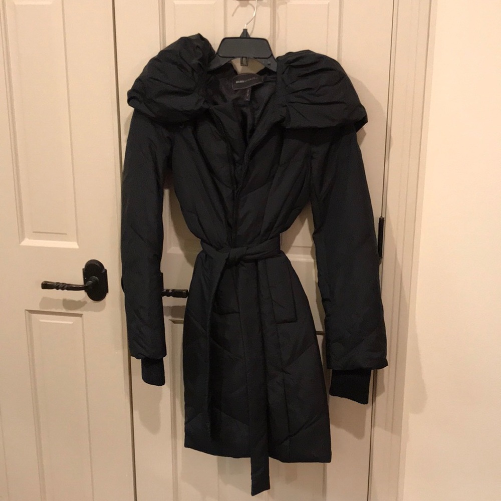 BCBG Maxazria Black Puffer Belted Coat